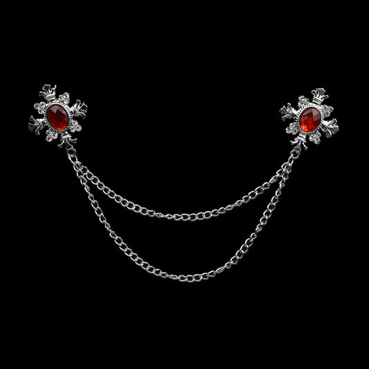 Talisman Brooch - Silver Crimson Regal Fleur