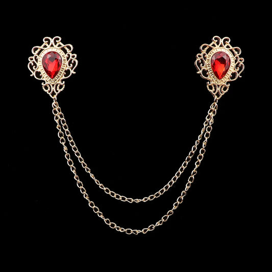 Talisman Brooch - Gold Crimson Filigree Heart