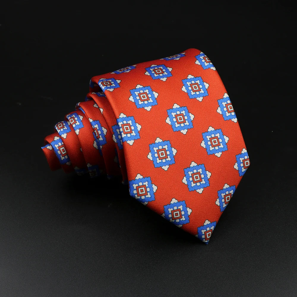 Duras - Vibrant Red Floral Motif Necktie
