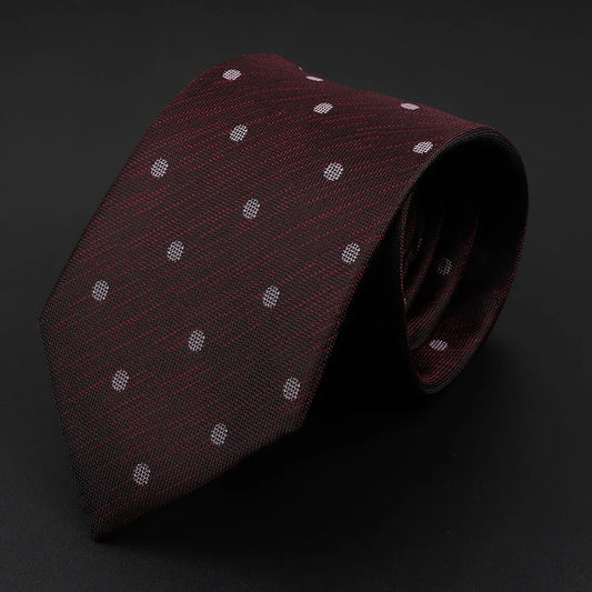 des Essarts - Burgundy Tie with White Dot Pattern – Classic with a Bold Edge