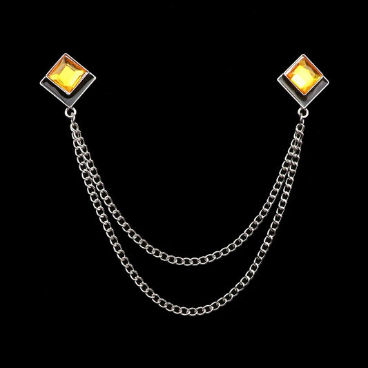 Talisman Brooch – Silver Amber Duet