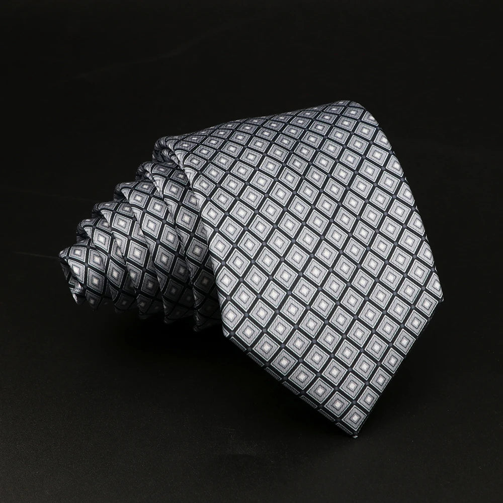 Fieschi - Silver Grid Geometric Tie