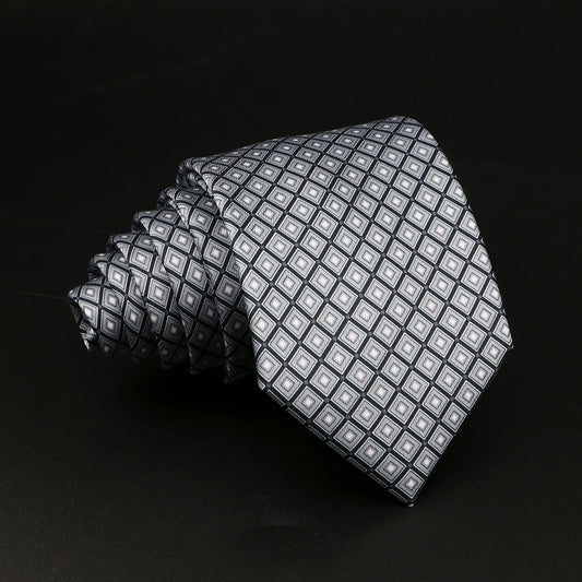Fieschi - Silver Grid Geometric Tie