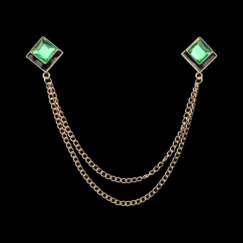 Talisman Brooch – Gilded Emerald Duet