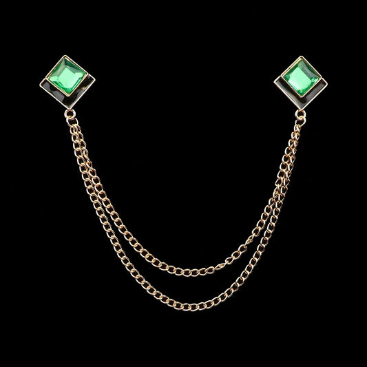 Talisman Brooch – Gilded Emerald Duet