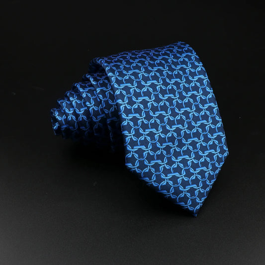 Cossé-Brissac - Navy Blue and Light Blue Interwoven Patterned Necktie