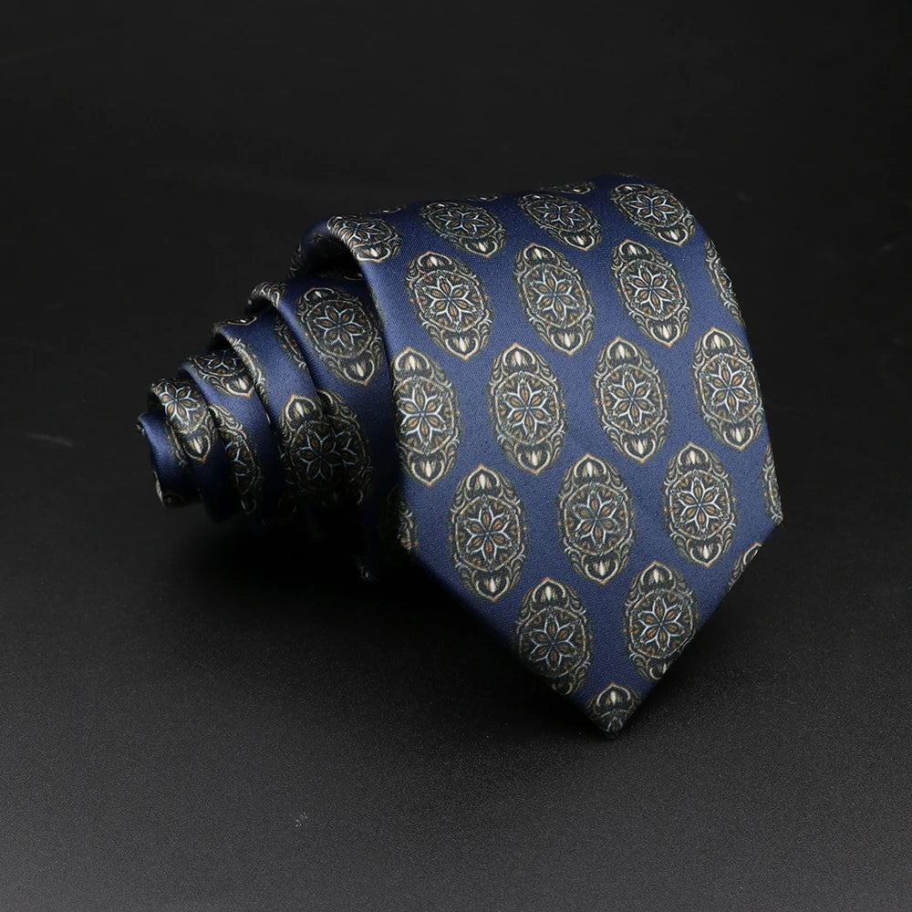 Farnese - Navy Blue Ornamental Pattern Tie