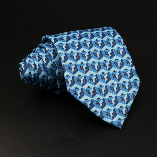 Manfredi - Blue Geometric Optical Illusion Tie