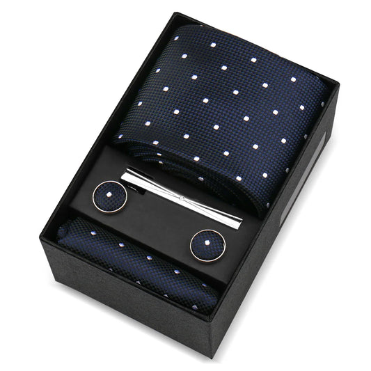 La Trémoille - Classic Navy Blue with White Dot Tie