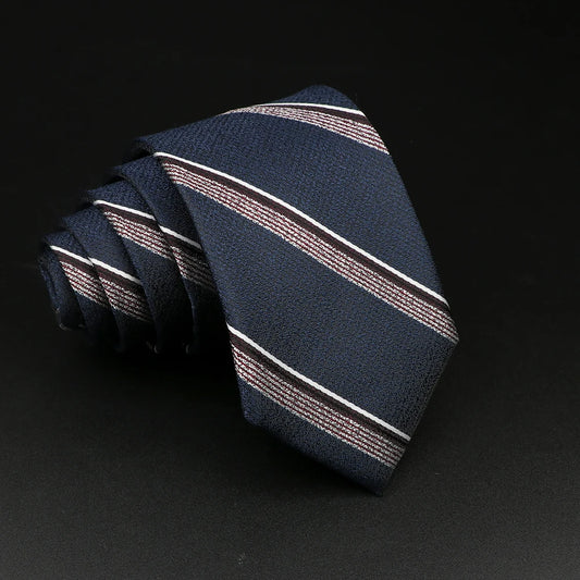 Baglioni - Navy & Burgundy Striped Tie