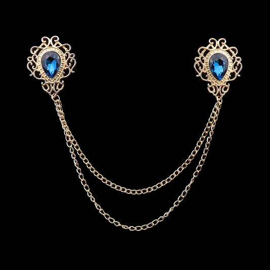 Talisman Brooch - Gold Sapphire Filigree Heart