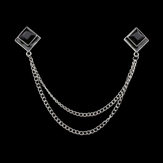 Talisman Brooch – Silver Onyx Duet