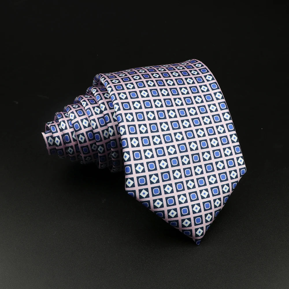 Durfort - Pink and Blue Diamond Patterned Necktie