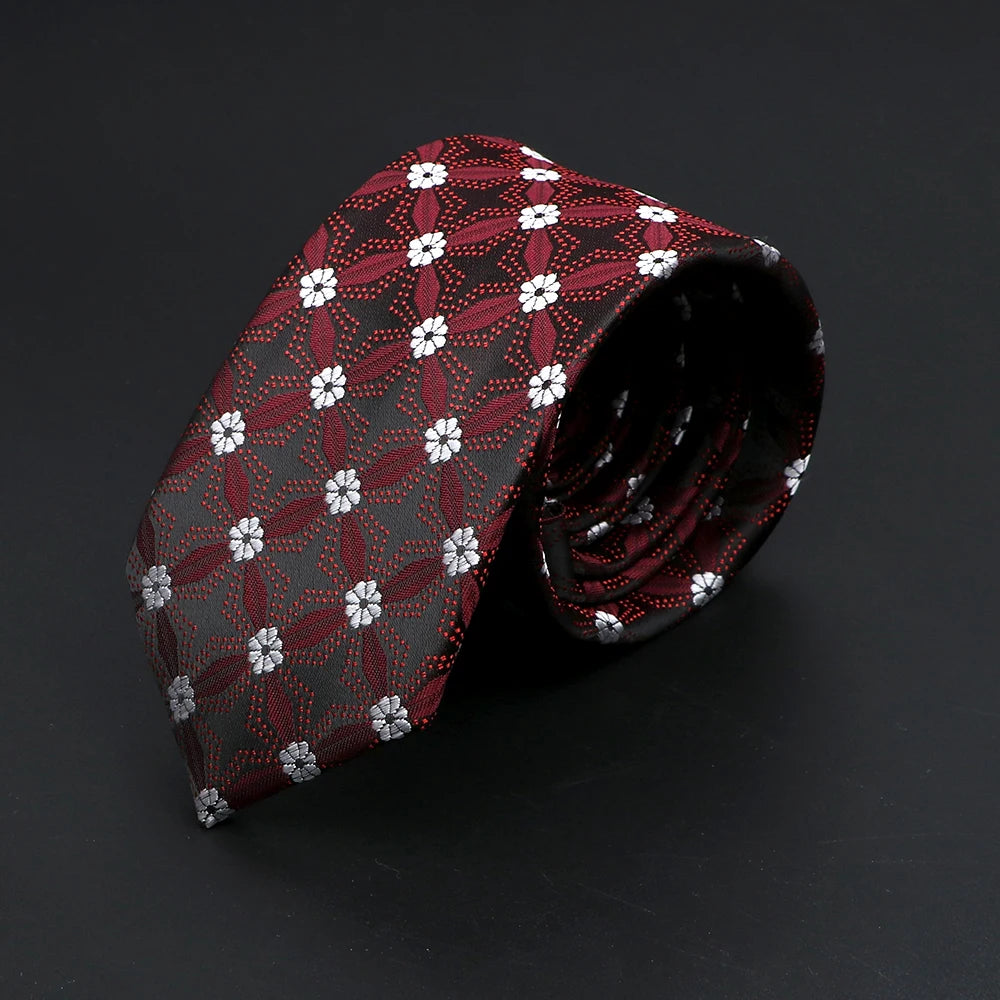 Faversham - Burgundy Daisy Grid Tie