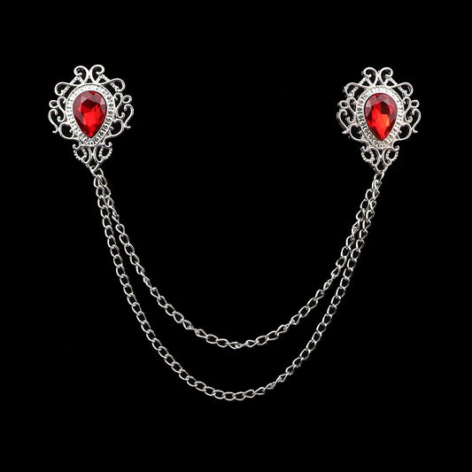 Talisman Brooch - Silver Crimson Filigree Heart