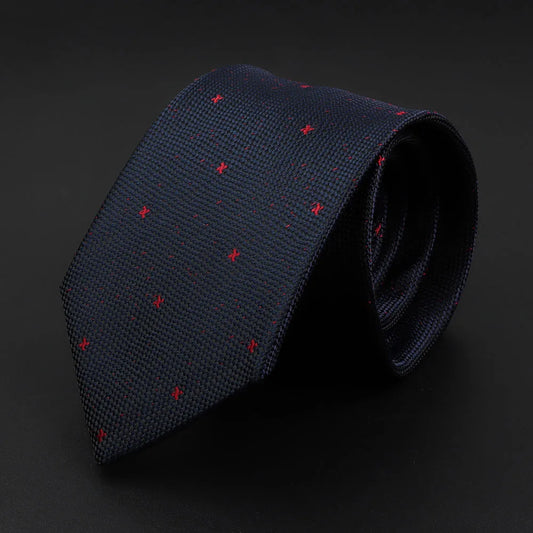 d’Argouges - Navy Tie with Red Micro Motif – Subtle Power Play