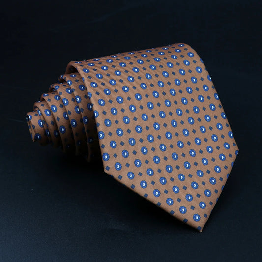 D'Adda - Classic Tan & Blue Micro Dot Tie