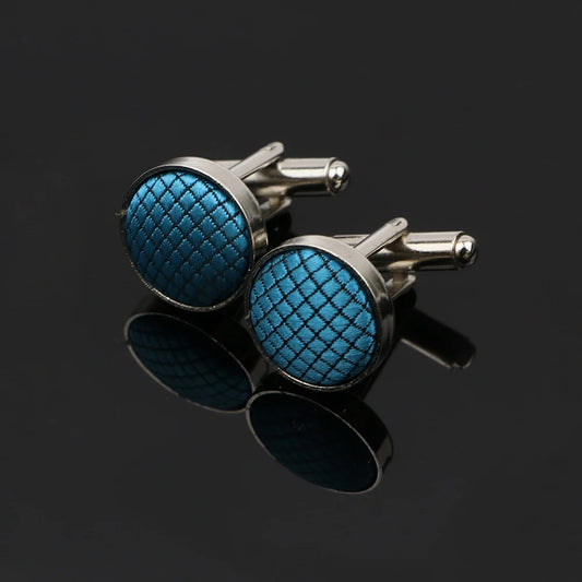 أزرار أكمام تاليسمان - منقوشة باللون الأزرق السماوي