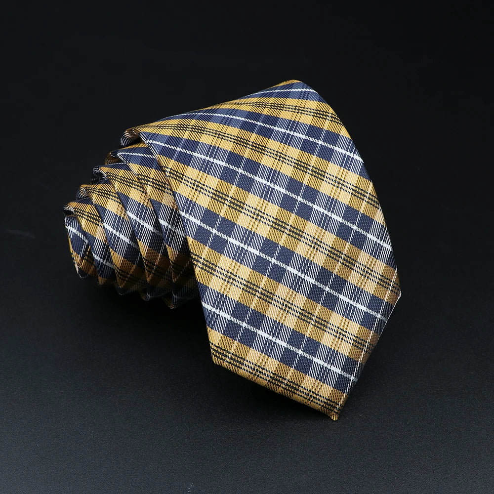 Téllez - Yellow, Navy & White Plaid Tie