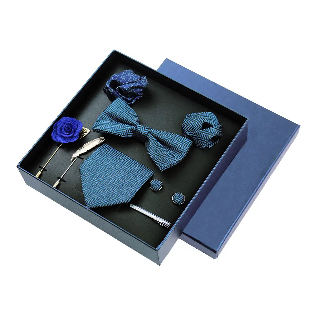 Brancourt - Talisman Tie Set – Teal Herringbone Luxury Set