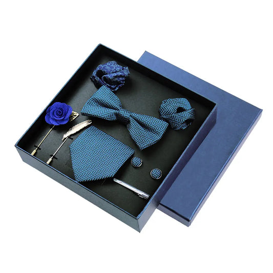 Brancourt - Talisman Tie Set – Teal Herringbone Luxury Set