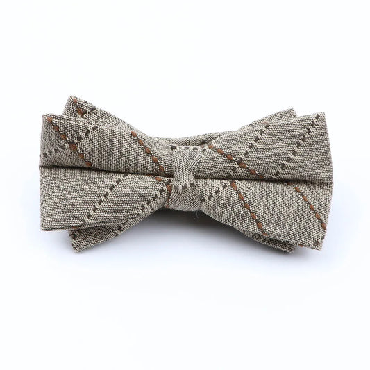 Ormond - Beige & Brown Check Bow Tie