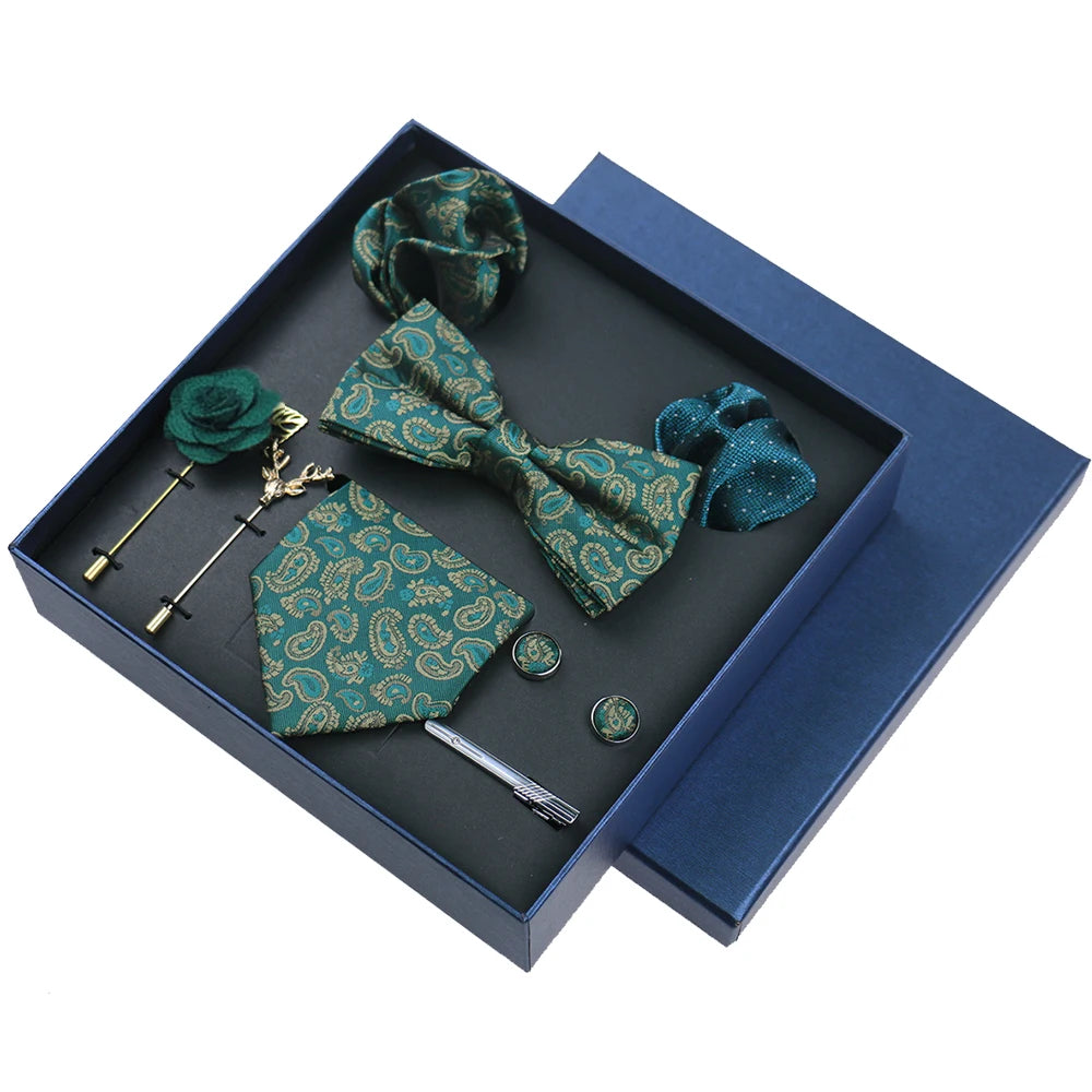 Escobedo - Talisman Tie Set – Emerald Gold Paisley Luxury Set