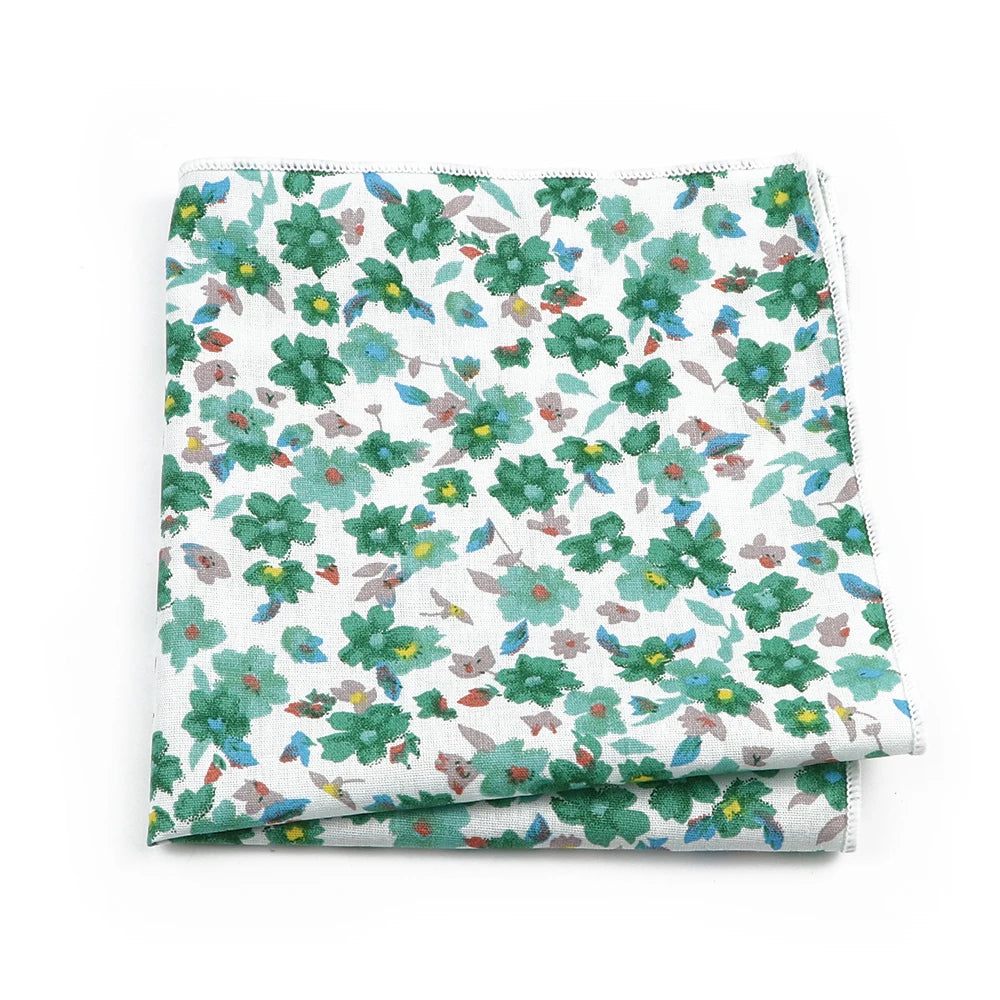 Talisman Pocket Square – Emerald Meadow Floral Cotton Pocket Square