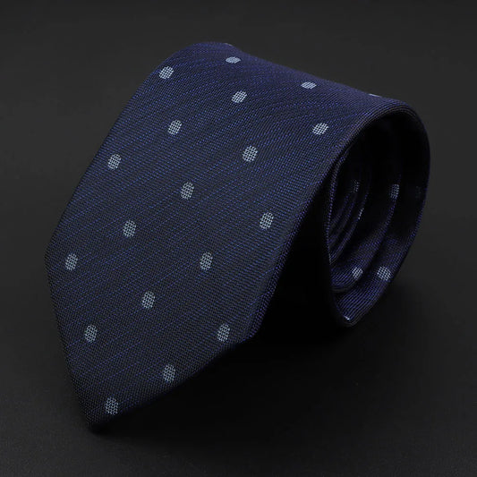 des Essarts - Navy Blue Tie with Light Blue Polka Dots – Classic Sophistication