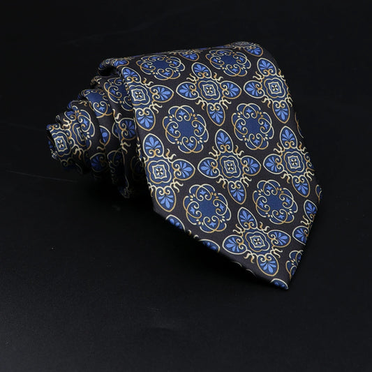 Campofregoso - Brown and Blue Ornamental Tile Tie