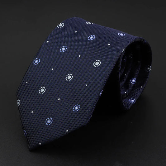 Montgommery - Navy Tie with Blue and White Floral Dots – Understated Elegance