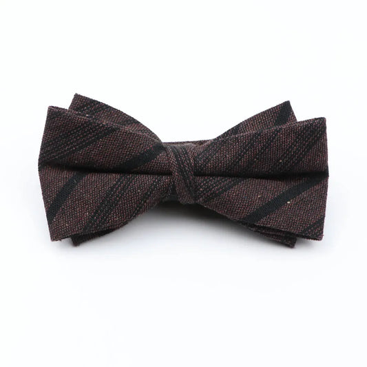 Portocarrero - Brown & Black Striped Bow Tie