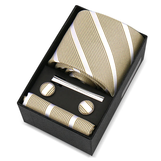 d’Harcourt - Classic Gold & White Striped Tie