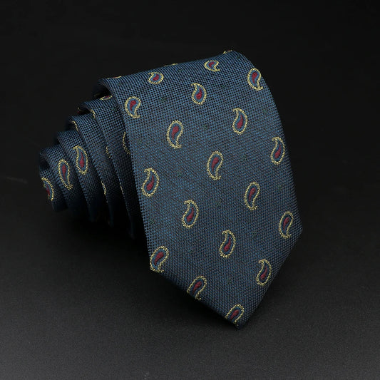 Palafox - Teal & Gold Small Paisley Tie