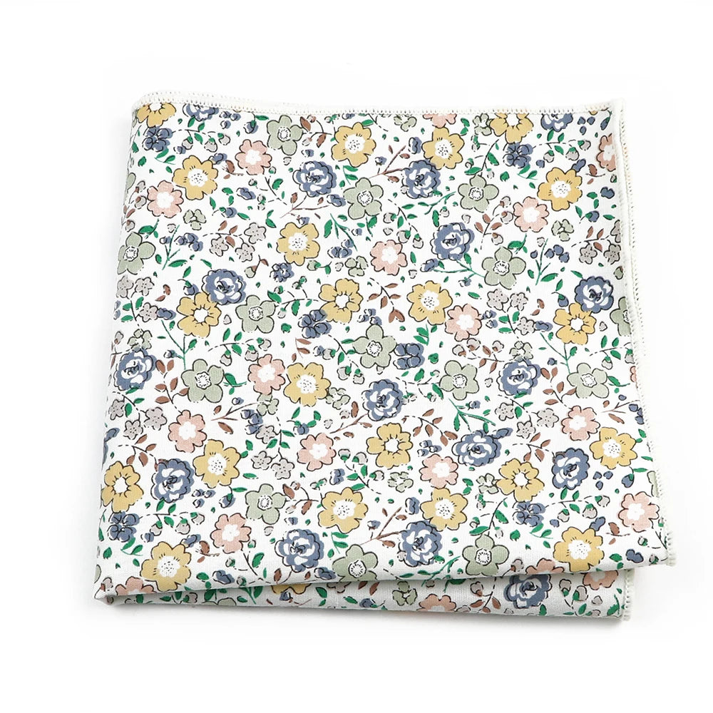 Talisman Pocket Square – Pastel Garden Floral Cotton Pocket Square