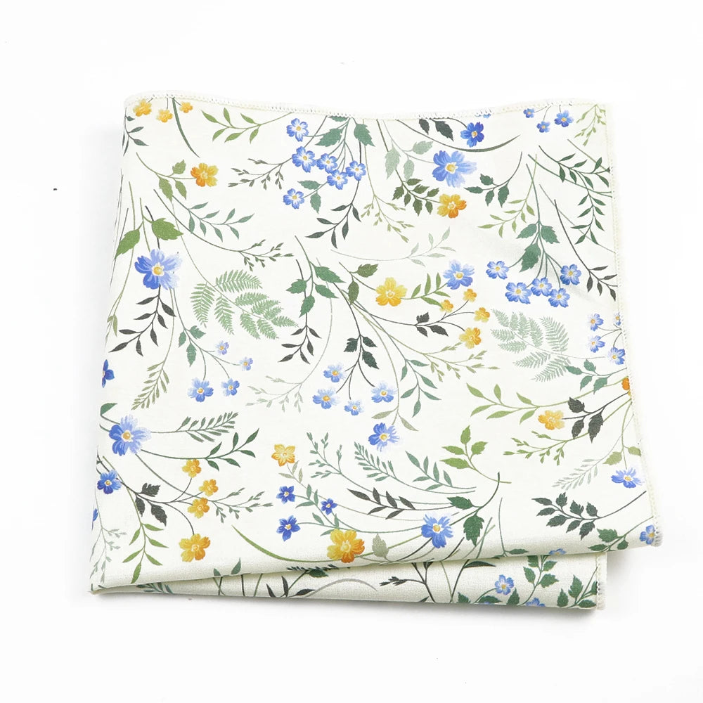 Talisman Pocket Square – Wildflower Vine Cotton Pocket Square