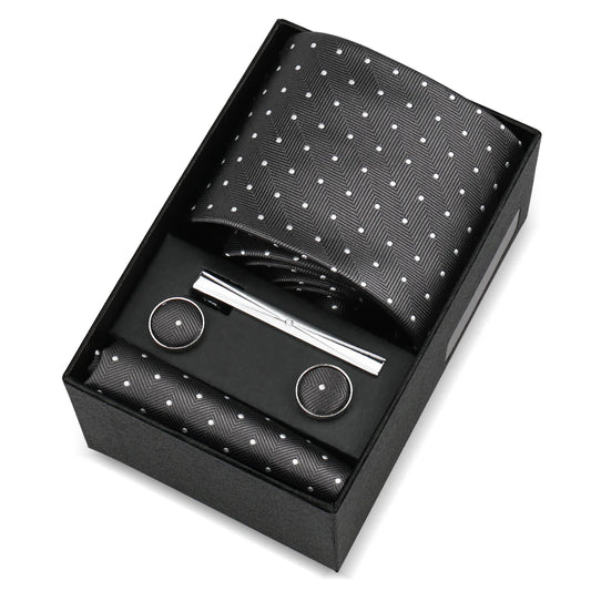 La Trémoille - Classic Black Chevron Dot Tie
