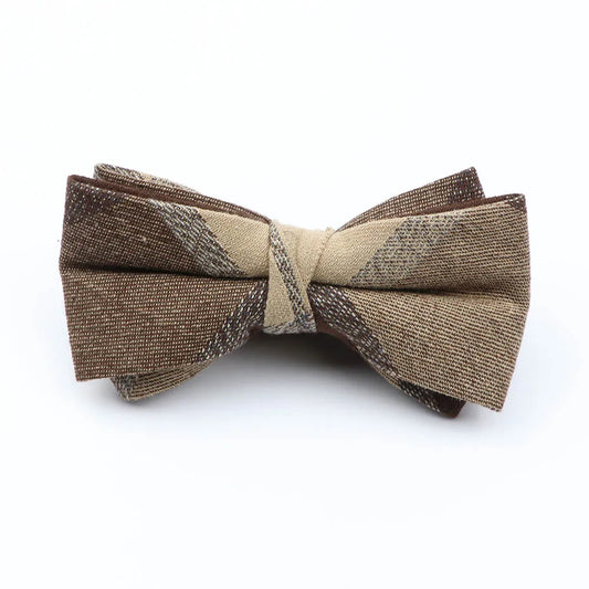 Laso de la Vega - Beige & Brown Geometric Bow Tie
