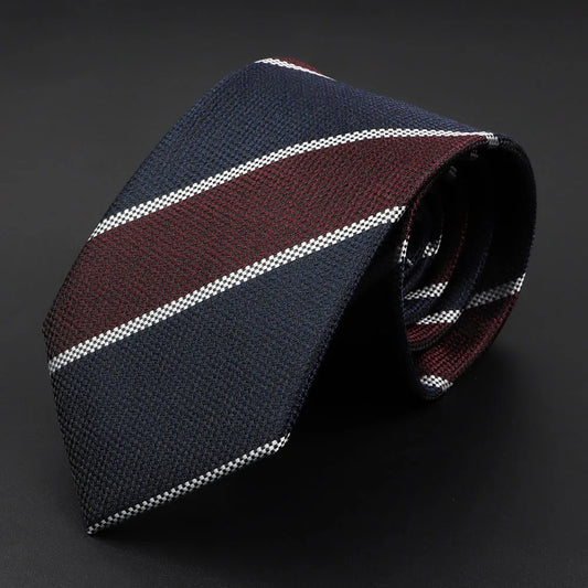 Aubusson - Navy & Burgundy Striped Tie – Ivy League Sophistication