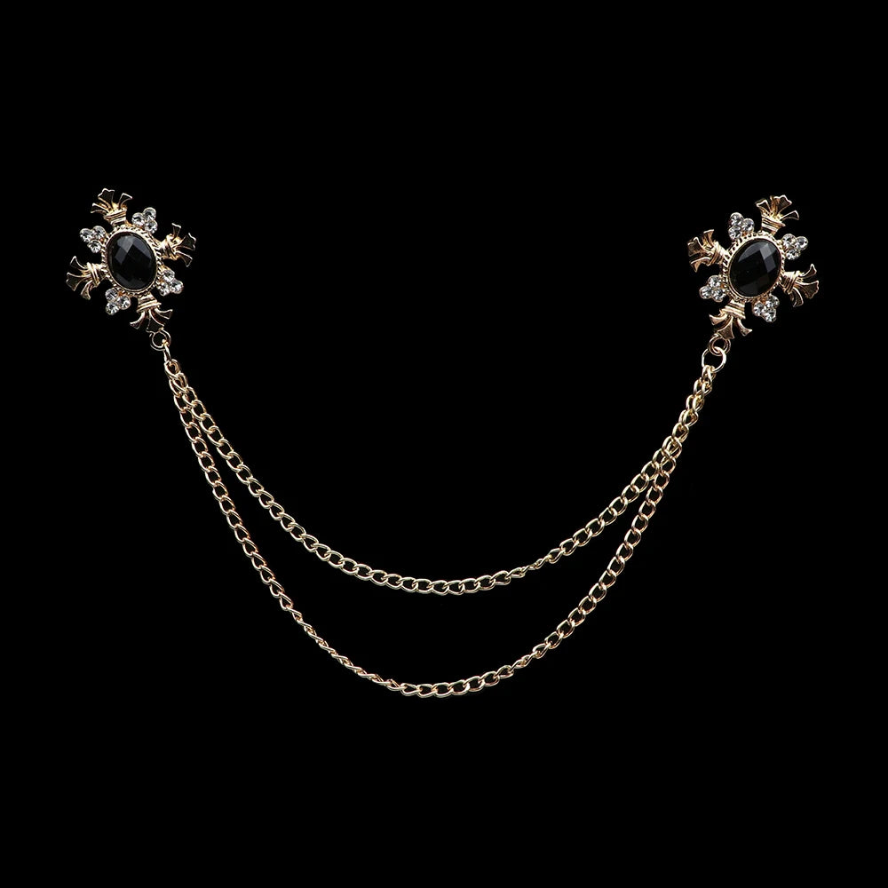 Talisman Brooch - Gold Onyx Regal Fleur