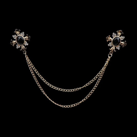 Talisman Brooch - Gold Onyx Regal Fleur
