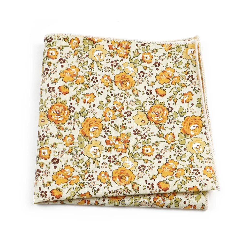 Talisman Pocket Square – Marigold Garden Floral Cotton Pocket Square