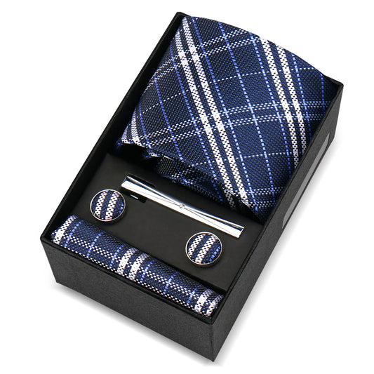 Blanchet - Classic Blue & White Tartan Plaid Tie