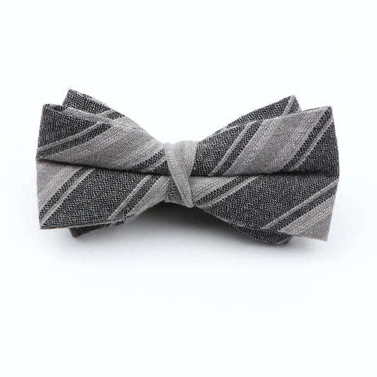 Lancaster - Grey & Black Striped Bow Tie