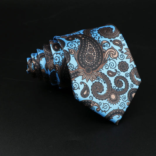 Marzano - Powder Blue & Cocoa Paisley Tie
