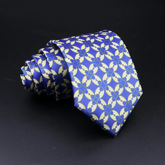Savoy - Blue and Gold Geometric Pattern Tie