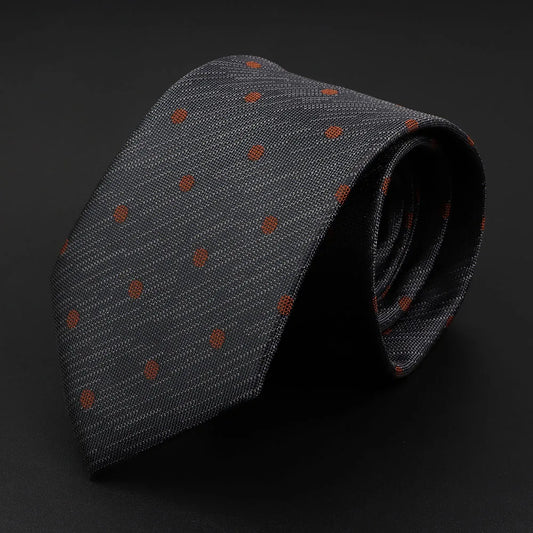 des Essarts - Charcoal Tie with Rust Dot Pattern – Subtle Contrast, Timeless Appeal