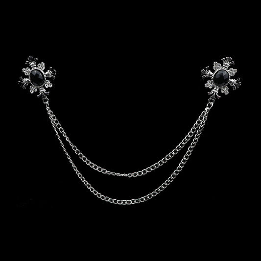 Talisman Brooch - Silver Onyx Regal Fleur