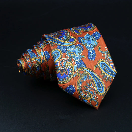 Della Roverella - Orange Tie with Blue and Yellow Paisley Pattern