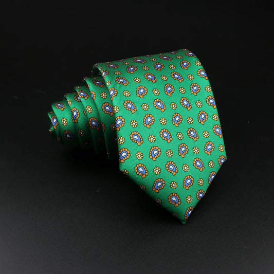 Castellane - Green Paisley and Floral Patterned Necktie
